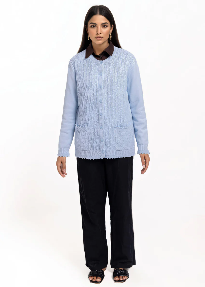 Sky-Blue-R-Neck Cardigan Full Sleeves Sweater (25Y-229-67) - Image 3
