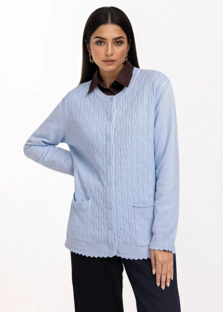 Sky-Blue-R-Neck Cardigan Full Sleeves Sweater (25Y-229-67) - Image 4
