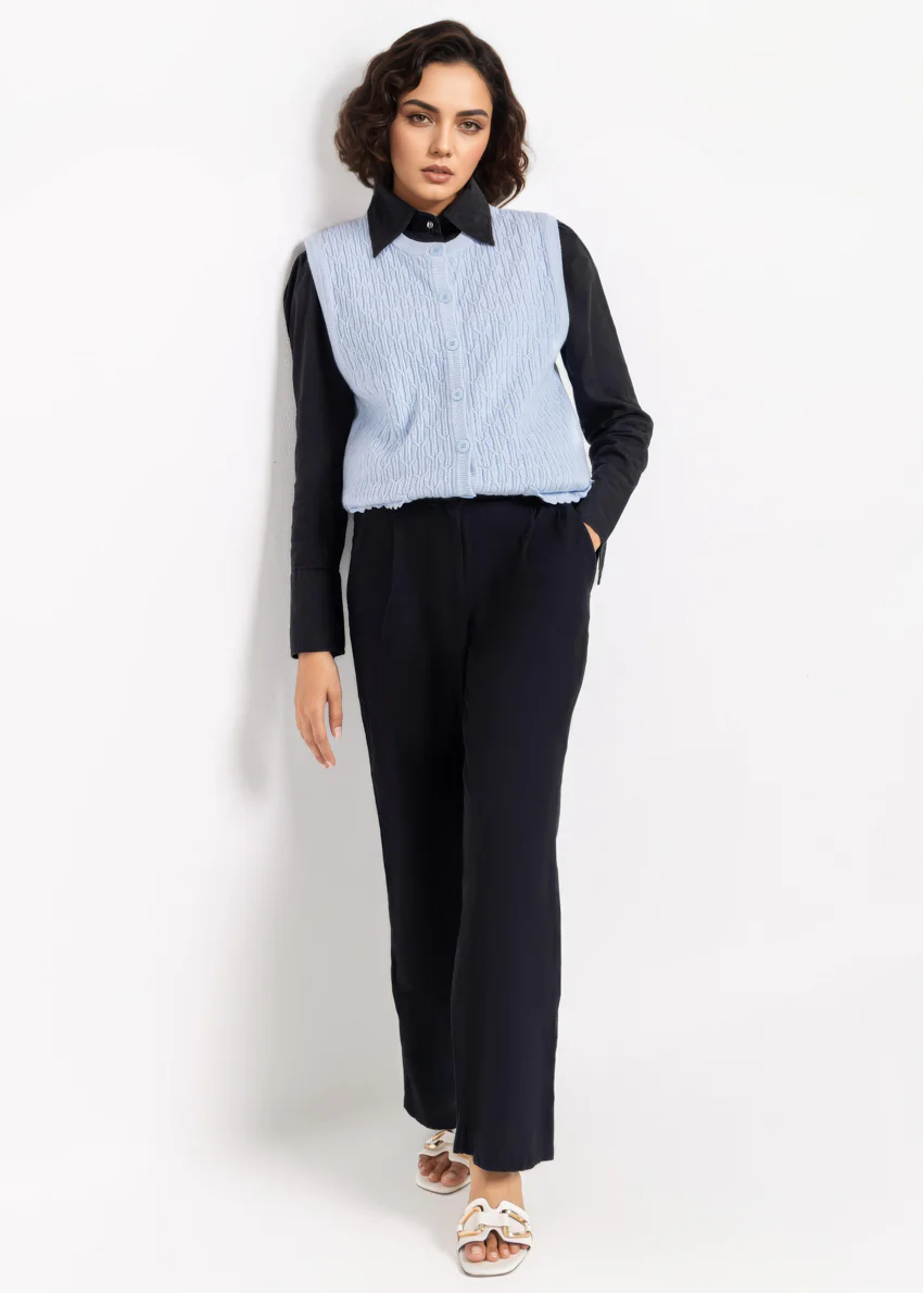 Sky-Blue-R-Neck Cardigan Sando Sweater (25Y-230-67) - Image 3