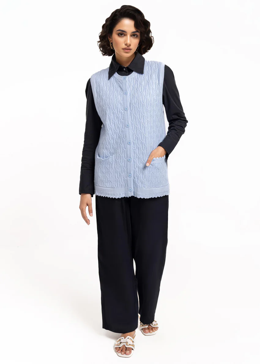 Sky-Blue-R-Neck Cardigan Sando Sweater (25Y-230-67) - Image 4