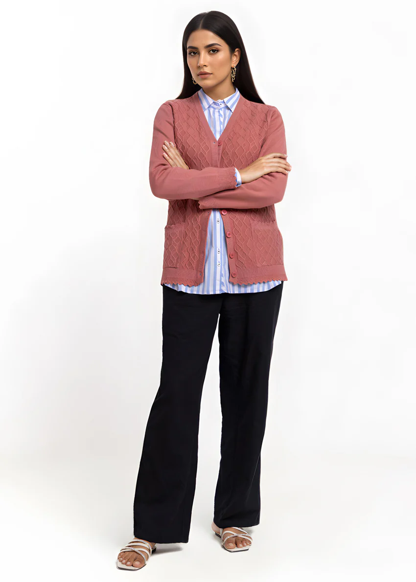 Brick-V-Cardigan Full Sleeves Sweater (25Y-231-67) - Image 4
