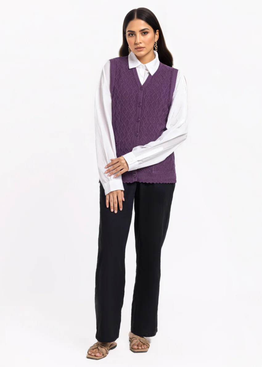 Purple-V-Cardigan Sando Sweater (25Y-232-67) - Image 3
