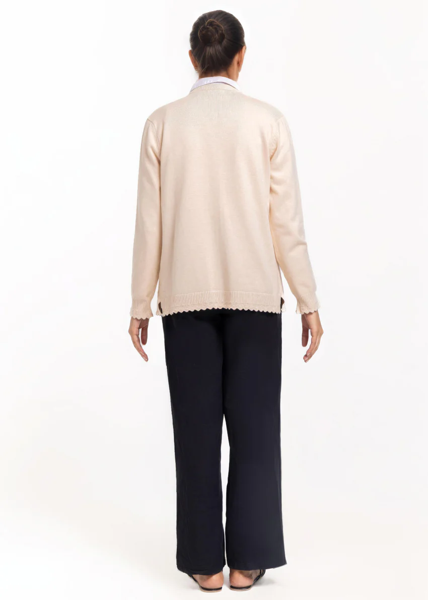 Beige-V-Cardigan Full Sleeves Sweater (25Y-233-67) - Image 2
