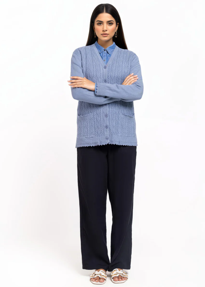 Blue-V-Cardigan Full Sleeves Sweater (25Y-233-67) - Image 4