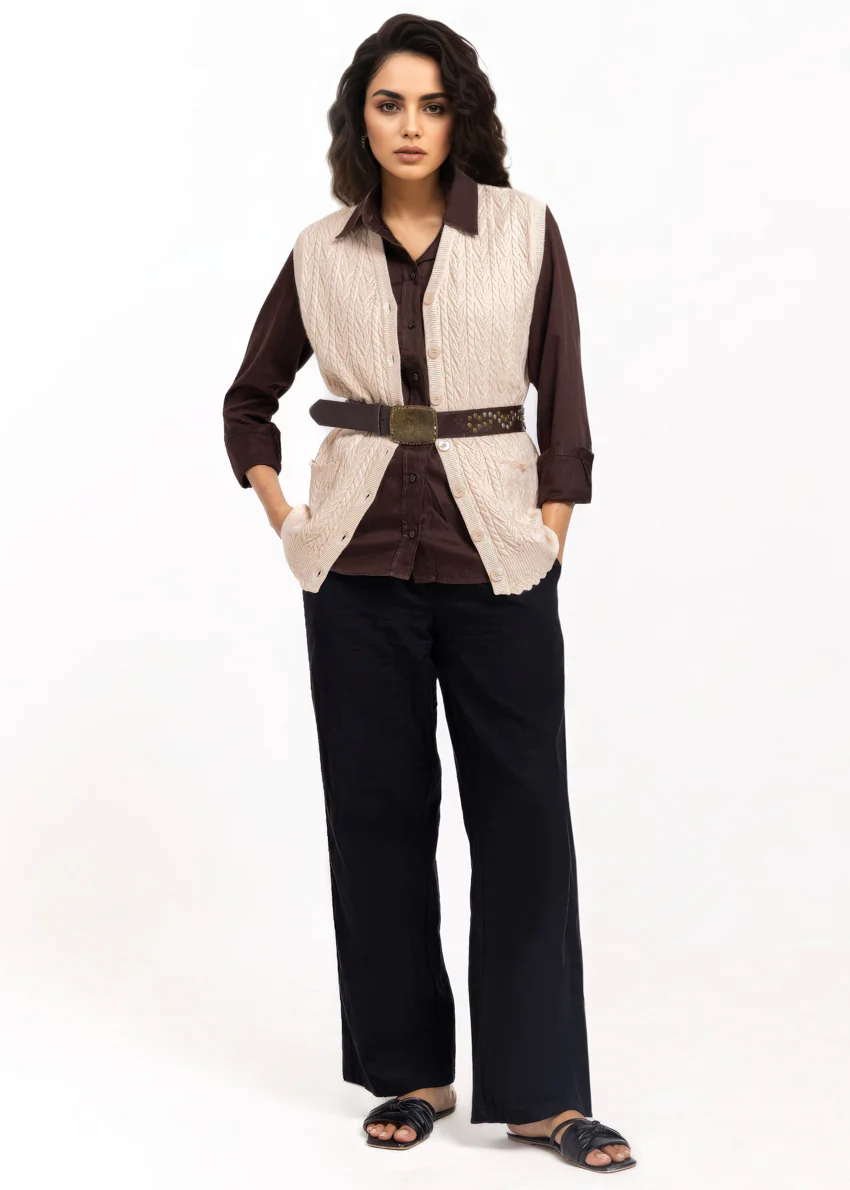 Beige-V-Cardigan Sando Sweater (25Y-234-67) - Image 4