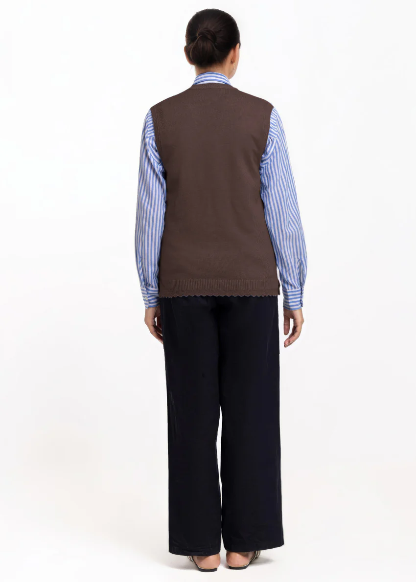 D-Brown-V-Cardigan Sando Sweater (25Y-234-67) - Image 2