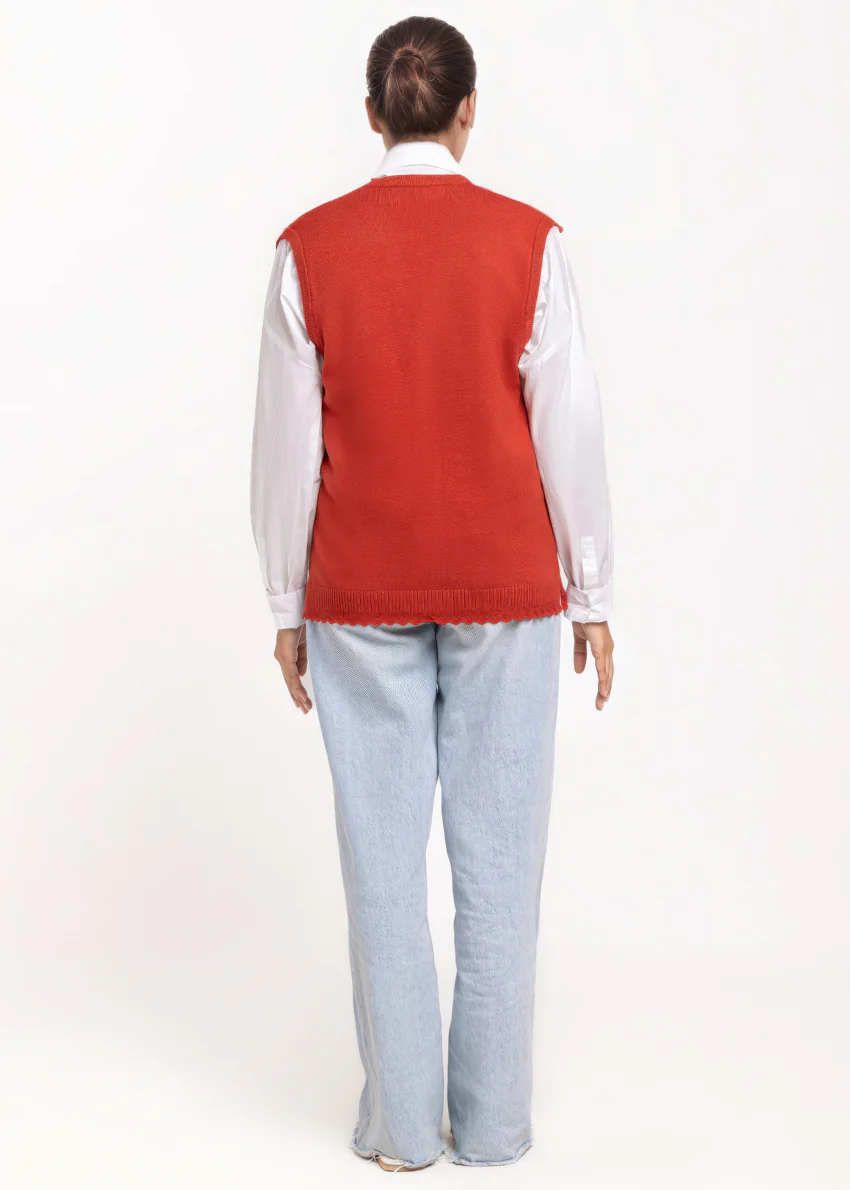 Maroon-V-Cardigan Sando Sweater (25Y-236-67) - Image 2