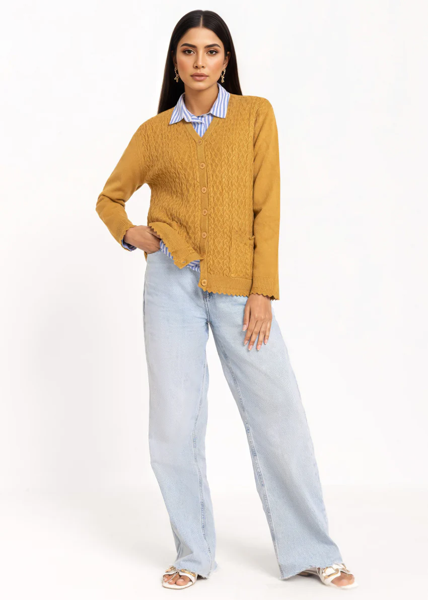 Gold-V-Cardigan Full Sleeves Sweater (25Y-237-67) - Image 3