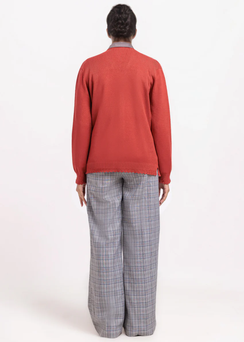 Rust-V-Cardigan Full Sleeves Sweater (25Y-237-67) - Image 2