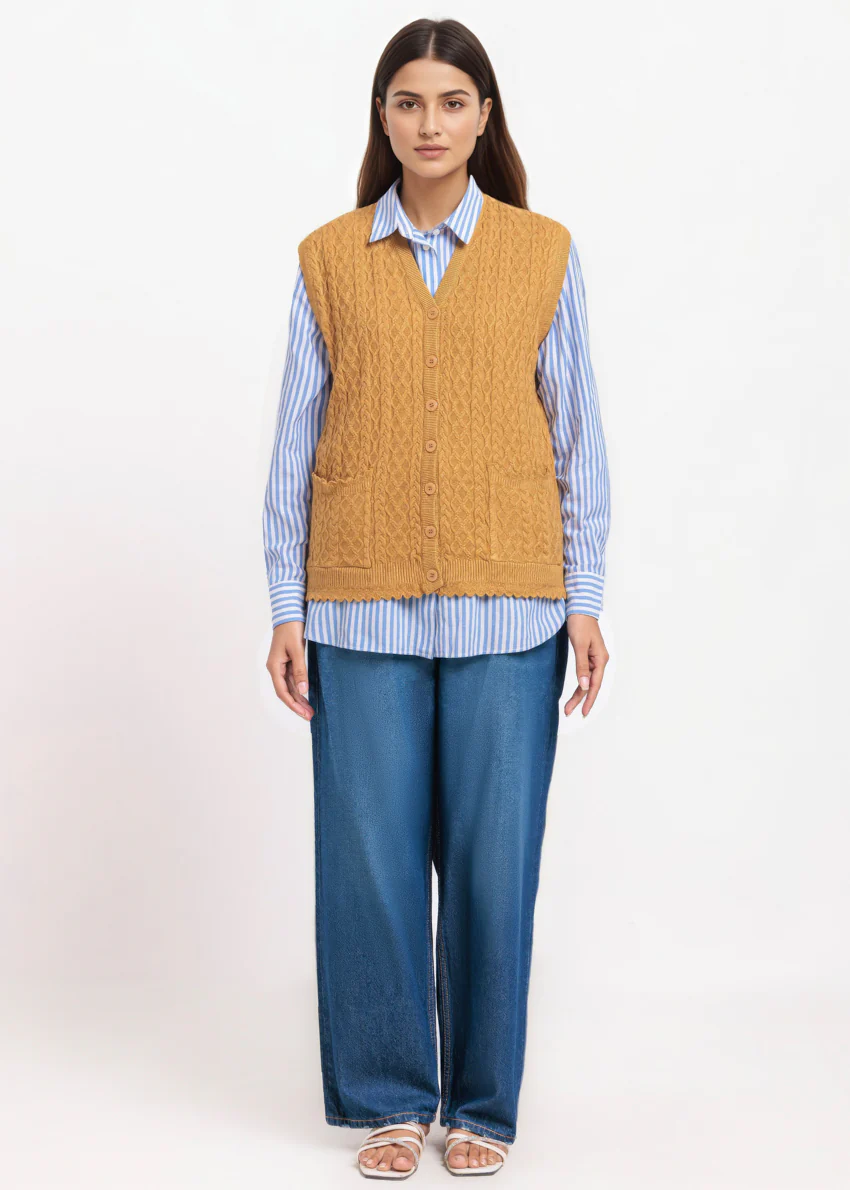 Gold-V-Cardigan Sando Sweater (25Y-238-67) - Image 5