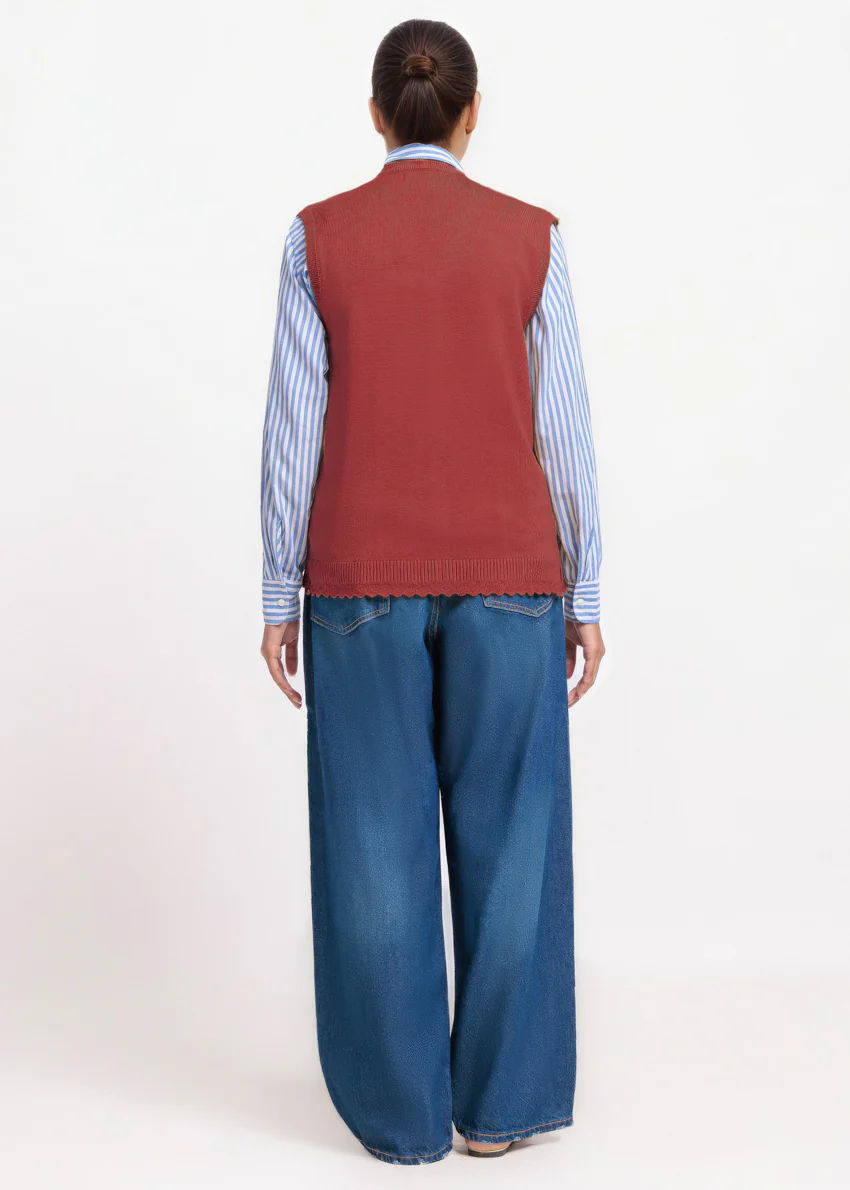 Rust-V-Cardigan Sando Sweater (25Y-238-67) - Image 2
