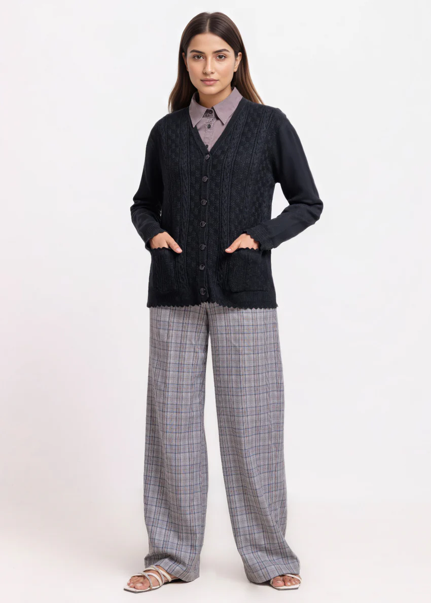 Black-V-Cardigan Full Sleeves Sweater (25Y-239-67) - Image 4