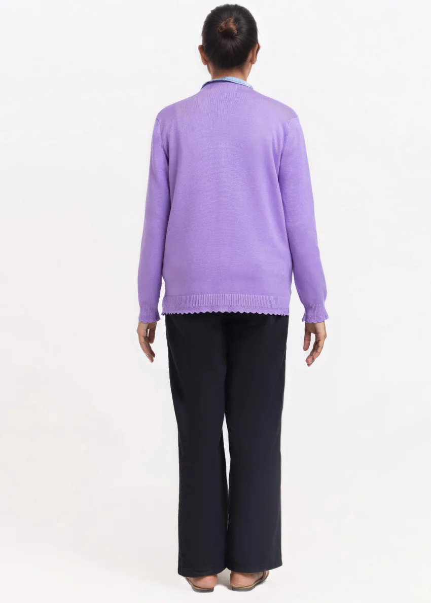 Lilac-V-Cardigan Full Sleeves Sweater (25Y-239-67) - Image 2