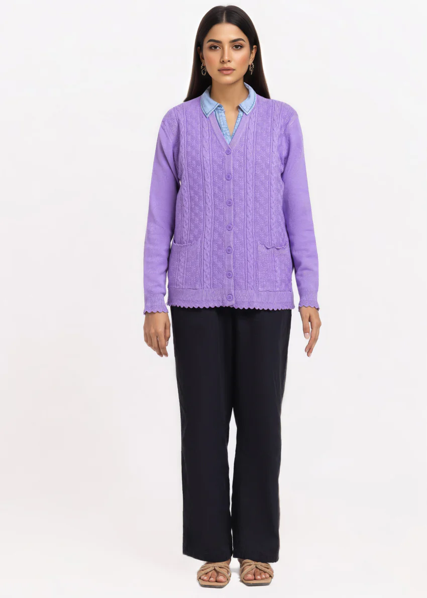 Lilac-V-Cardigan Full Sleeves Sweater (25Y-239-67) - Image 4