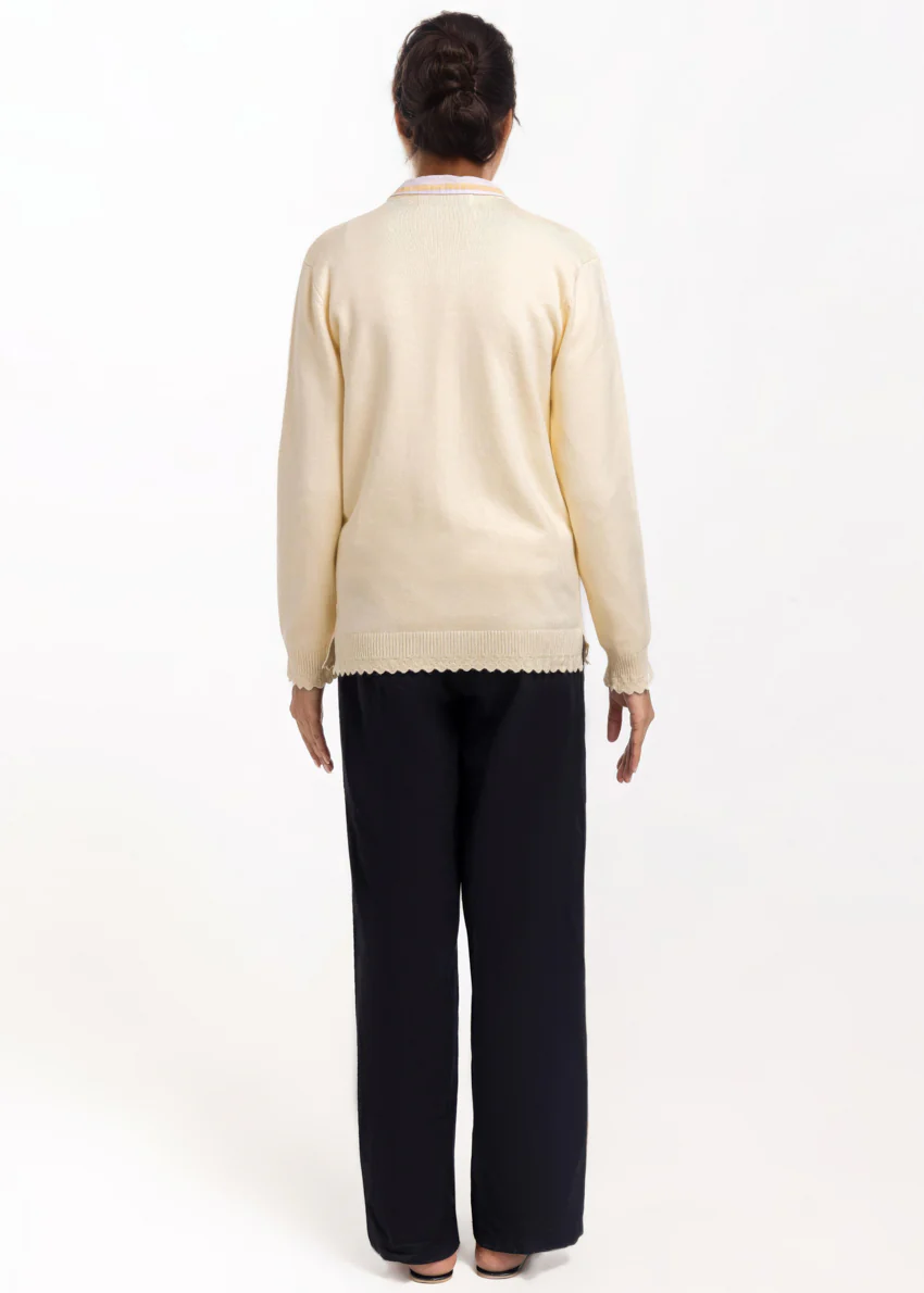 O-White-V-Cardigan Full Sleeves Sweater (25Y-239-67) - Image 2