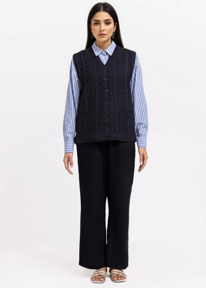 Black-V-Cardigan Sando Sweater (25Y-240-67) - Image 4