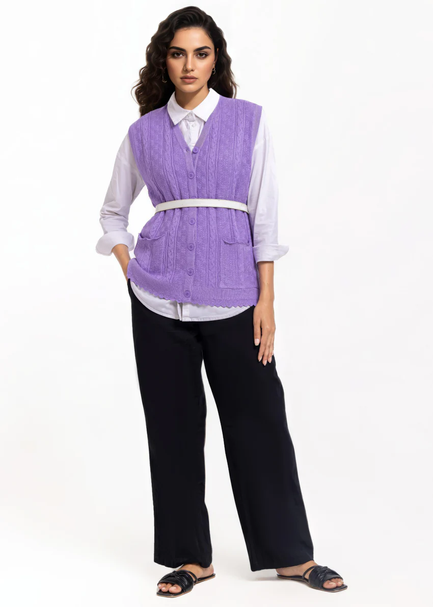 Lilac-V-Cardigan Sando Sweater (25Y-240-67) - Image 3