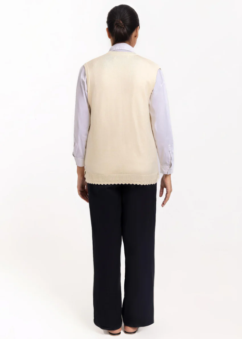 O-White-V-Cardigan Sando Sweater (25Y-240-67) - Image 2