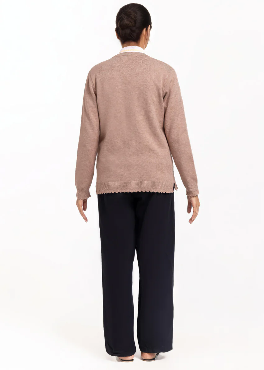 D-Beige-V-Cardigan Full Sleeves Sweater (25Y-241-67) - Image 2