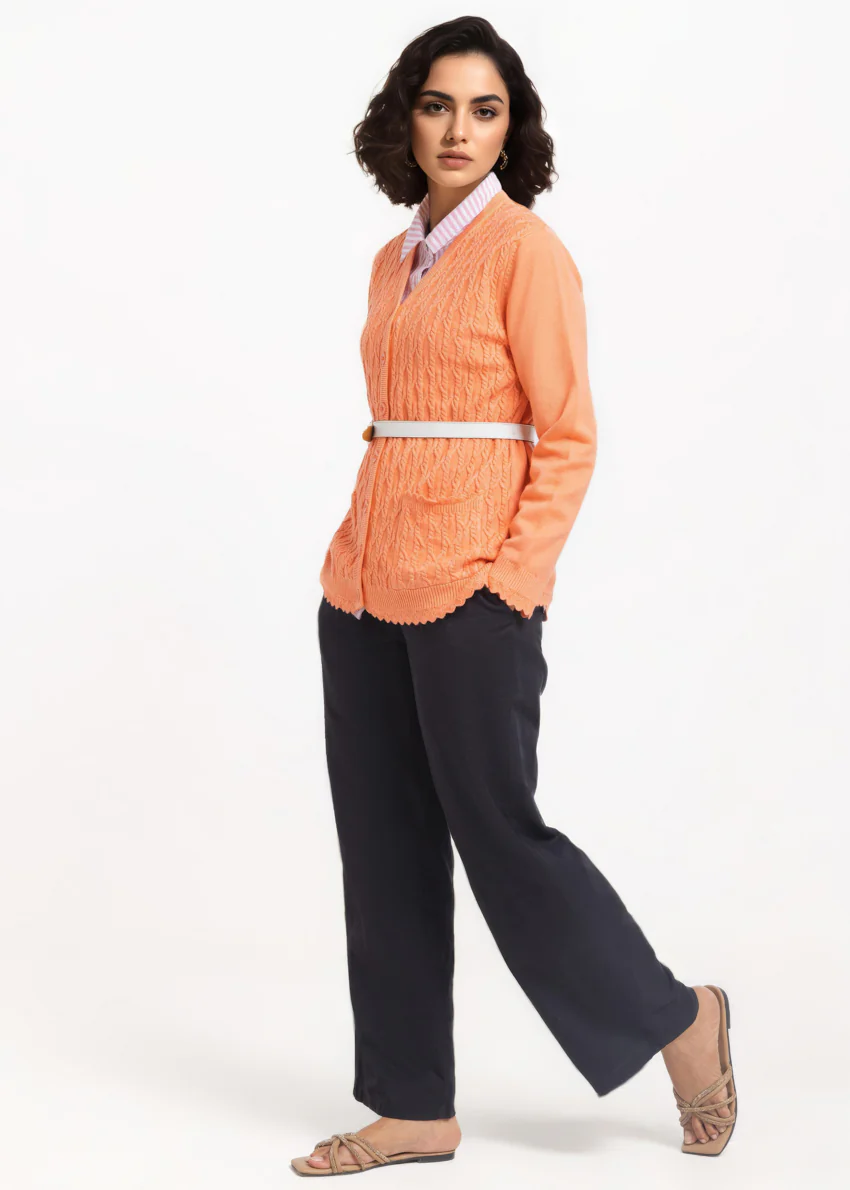 Peach-V-Cardigan Full Sleeves Sweater (25Y-241-67) - Image 3