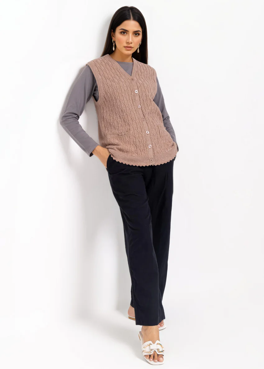 D-Beige-V-Cardigan Sando Sweater (25Y-242-67) - Image 4
