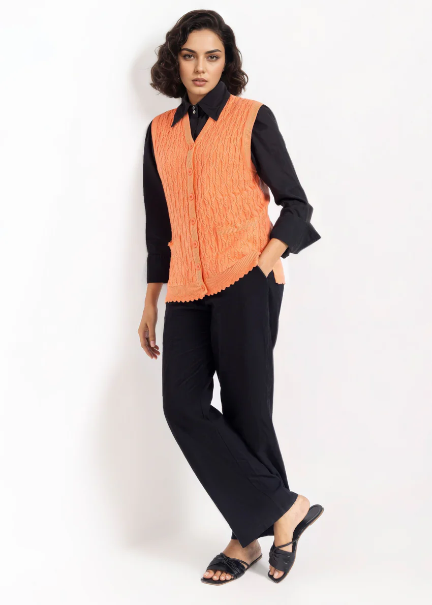 Peach-V-Cardigan Sando Sweater (25Y-242-67) - Image 3