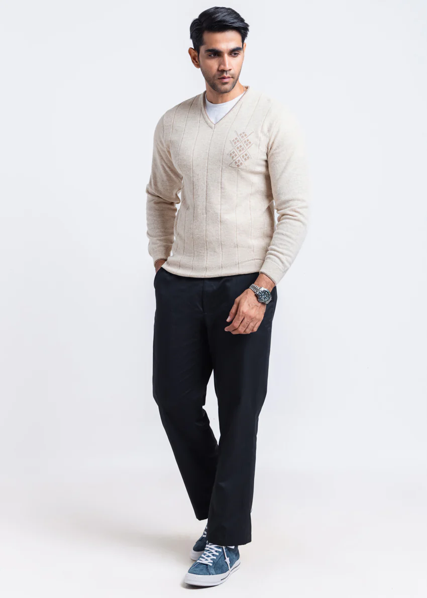 Fog-V-Neck Full Sleeves Sweater (502-14) - Image 2