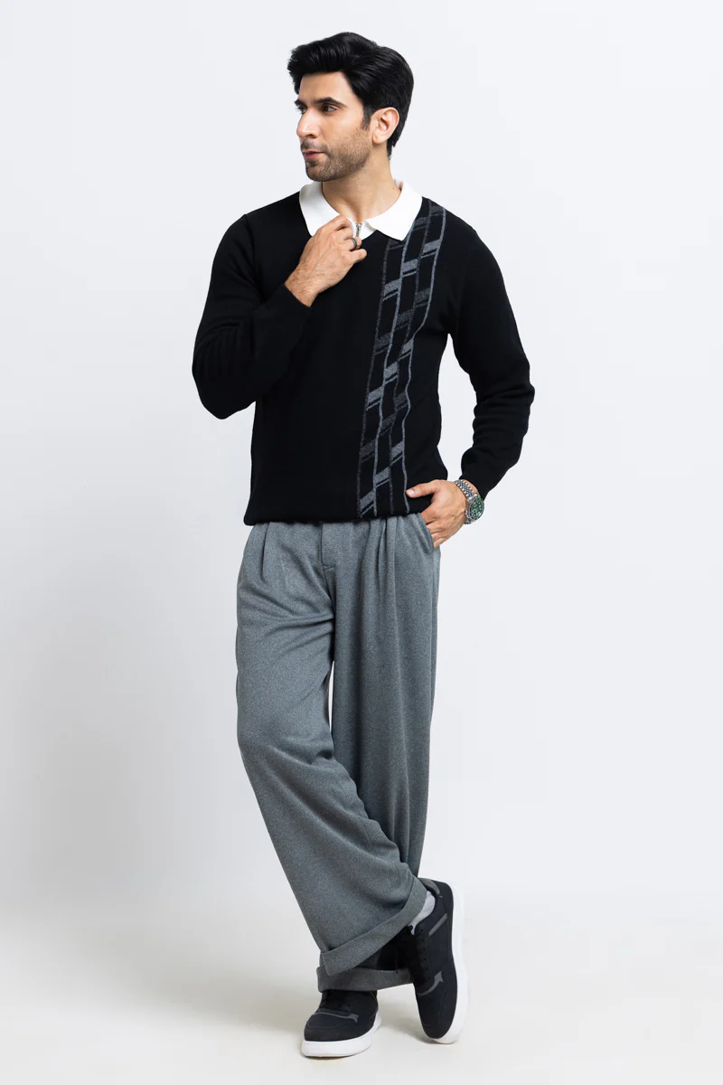 J-Black-V-Neck Full Sleeves Sweater (504-14) - Image 5