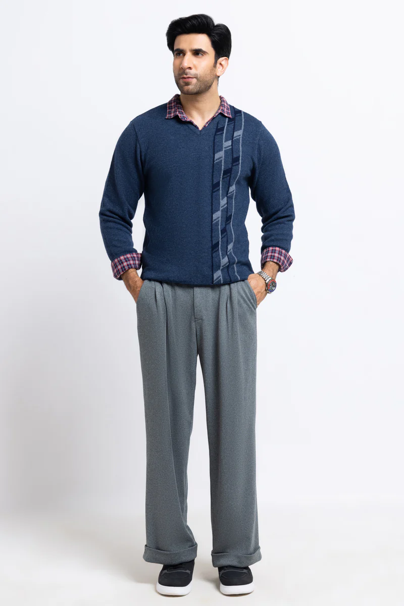N-D-Blue-V-Neck Full Sleeves Sweater (504-14) - Image 3