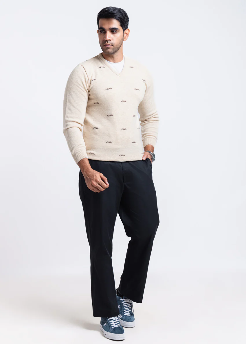 Swan-V-Neck Full Sleeves Sweater (505-14) - Image 3