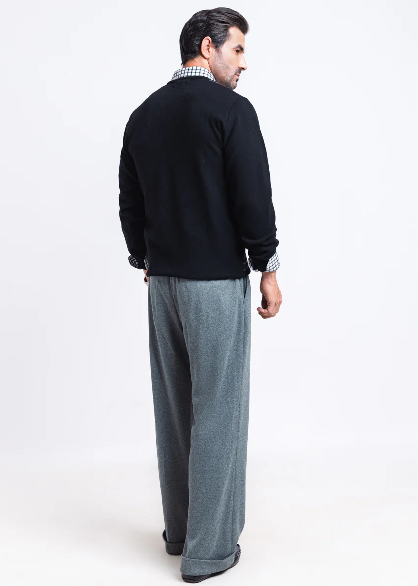 J-Black-V-Neck Full Sleeves Sweater (506-14) - Image 2