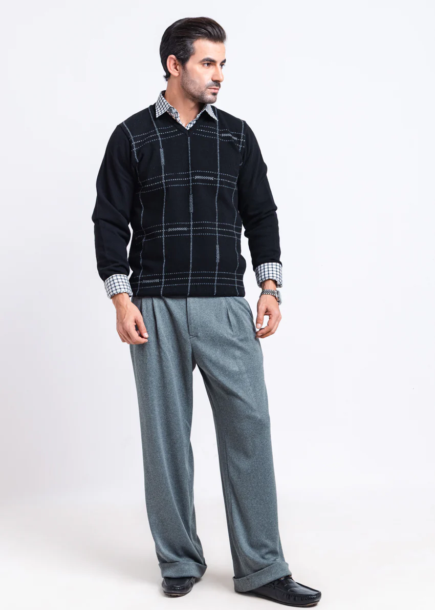 J-Black-V-Neck Full Sleeves Sweater (506-14) - Image 4