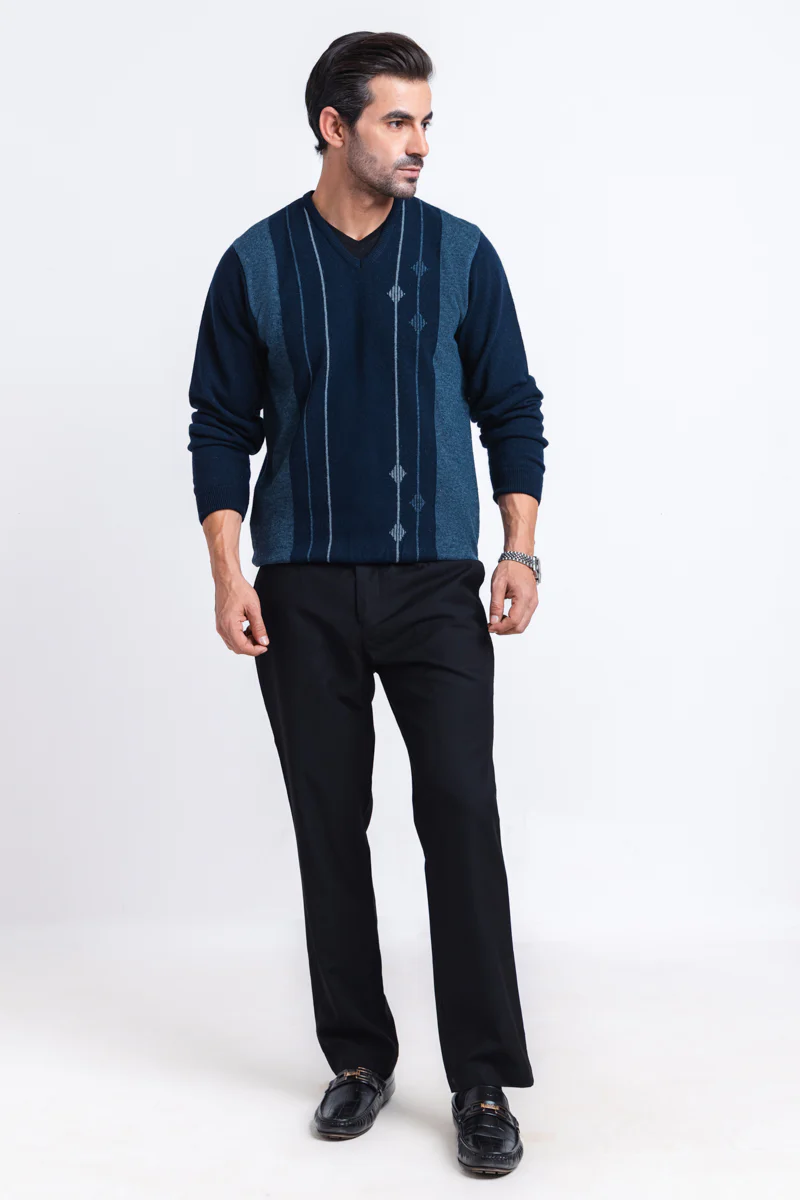 Dn-Blue-V-Neck Full Sleeves Sweater (508-14) - Image 4