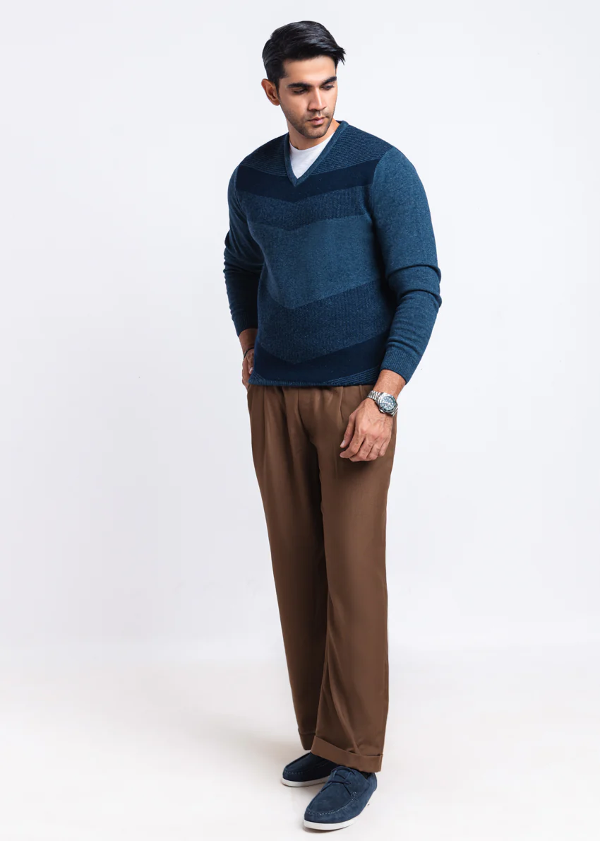 N-D-Blue-V-Neck Full Sleeves Sweater (510-14) - Image 4