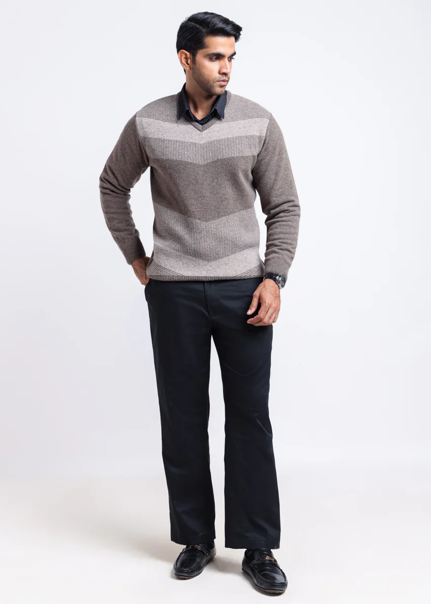 Wd-Smoke-V-Neck Full Sleeves Sweater (510-14) - Image 3