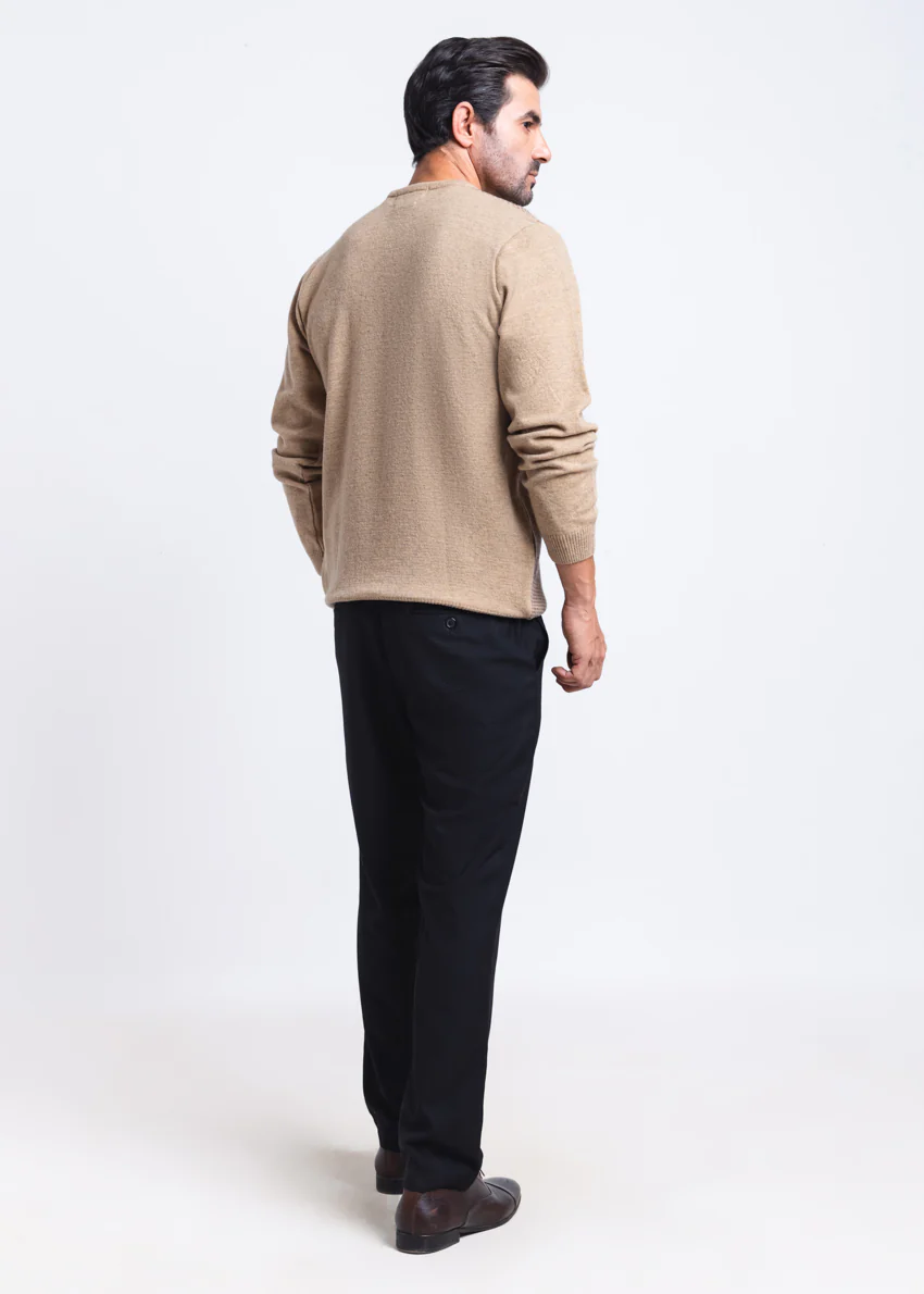 Wheat-V-Neck Full Sleeves Sweater (510-14) - Image 2