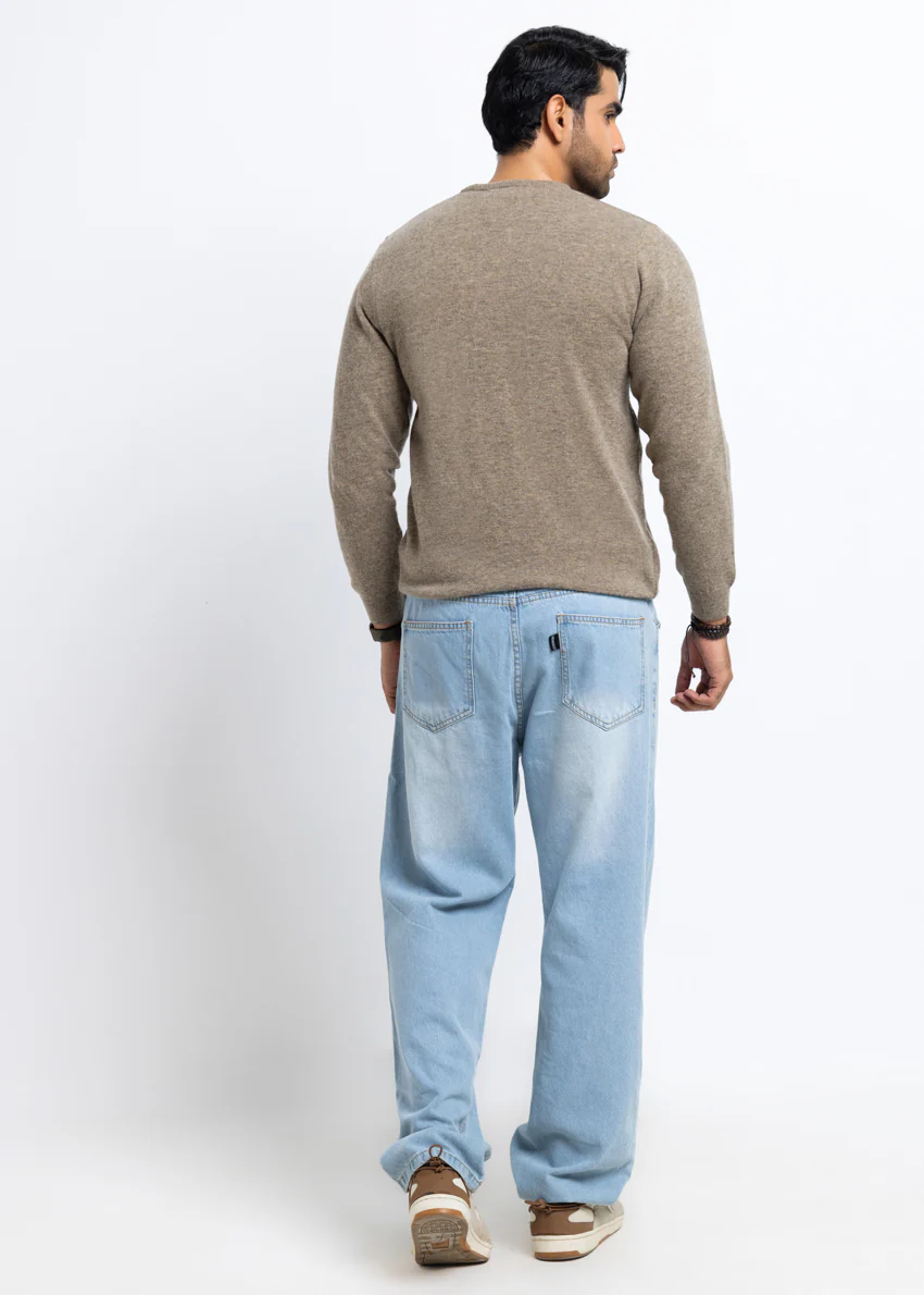 Nl-Beige-V-Neck Full Sleeves Sweater (512-14) - Image 2