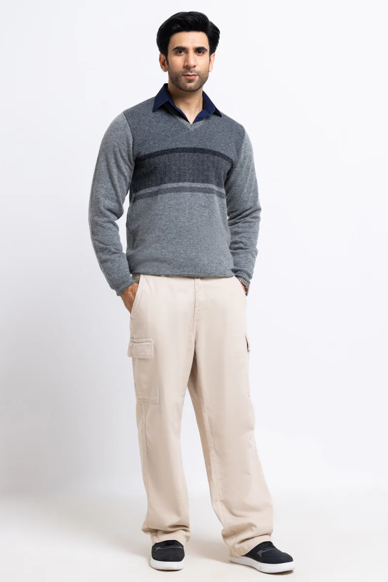 St-Grey-V-Neck Full Sleeves Sweater (512-14) - Image 3