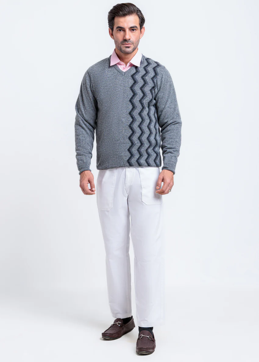 St-Grey-V-Neck Full Sleeves Sweater (513-14) - Image 3