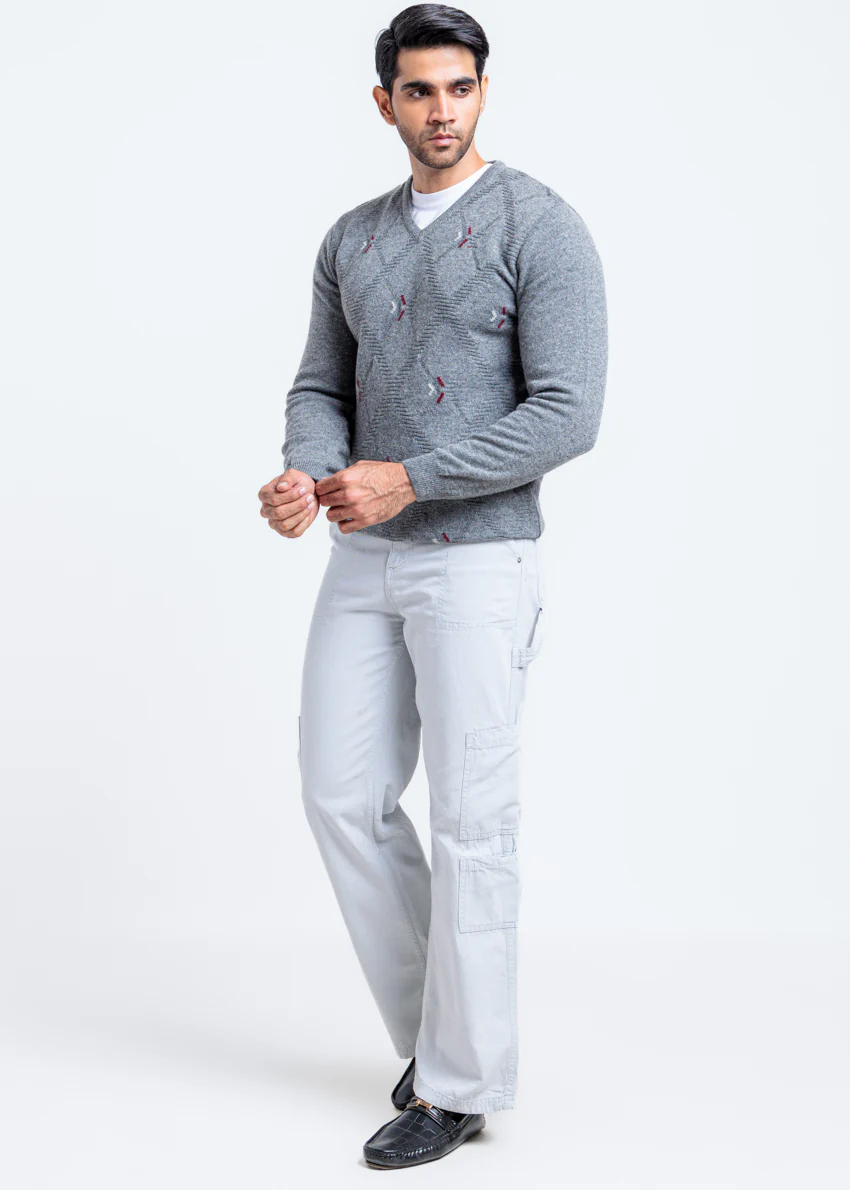 St-Grey-V-Neck Full Sleeves Sweater (514-14) - Image 4