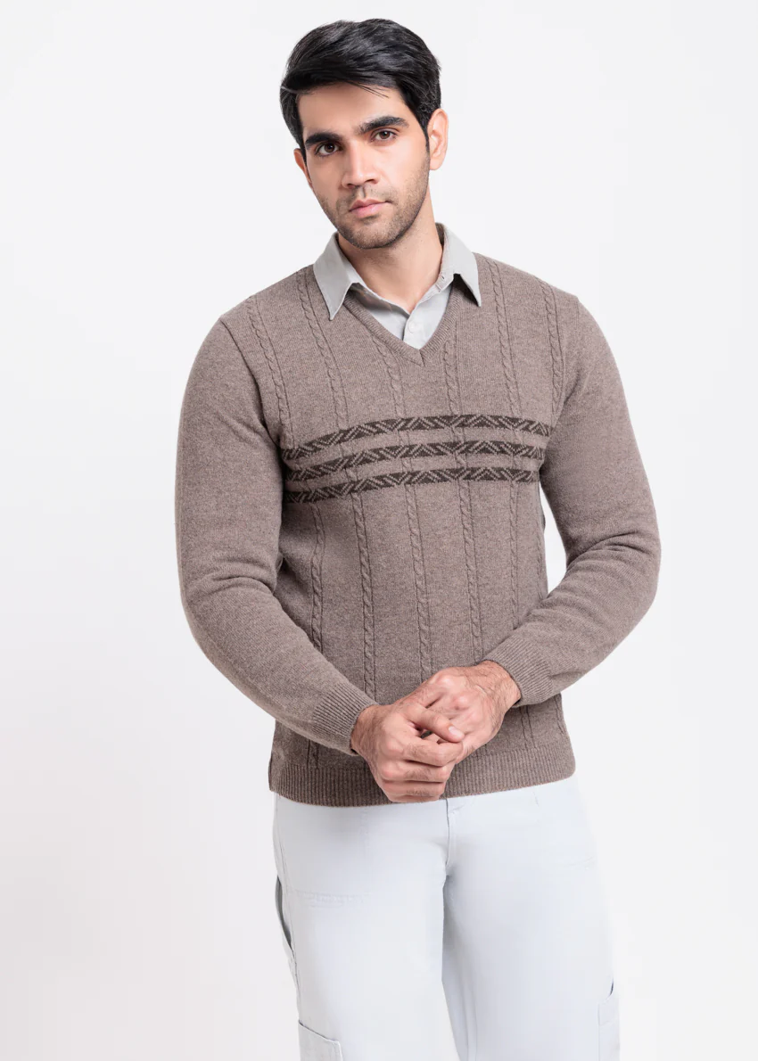 Wd-Smoke-V-Neck Full Sleeves Sweater (515-14) - Image 3