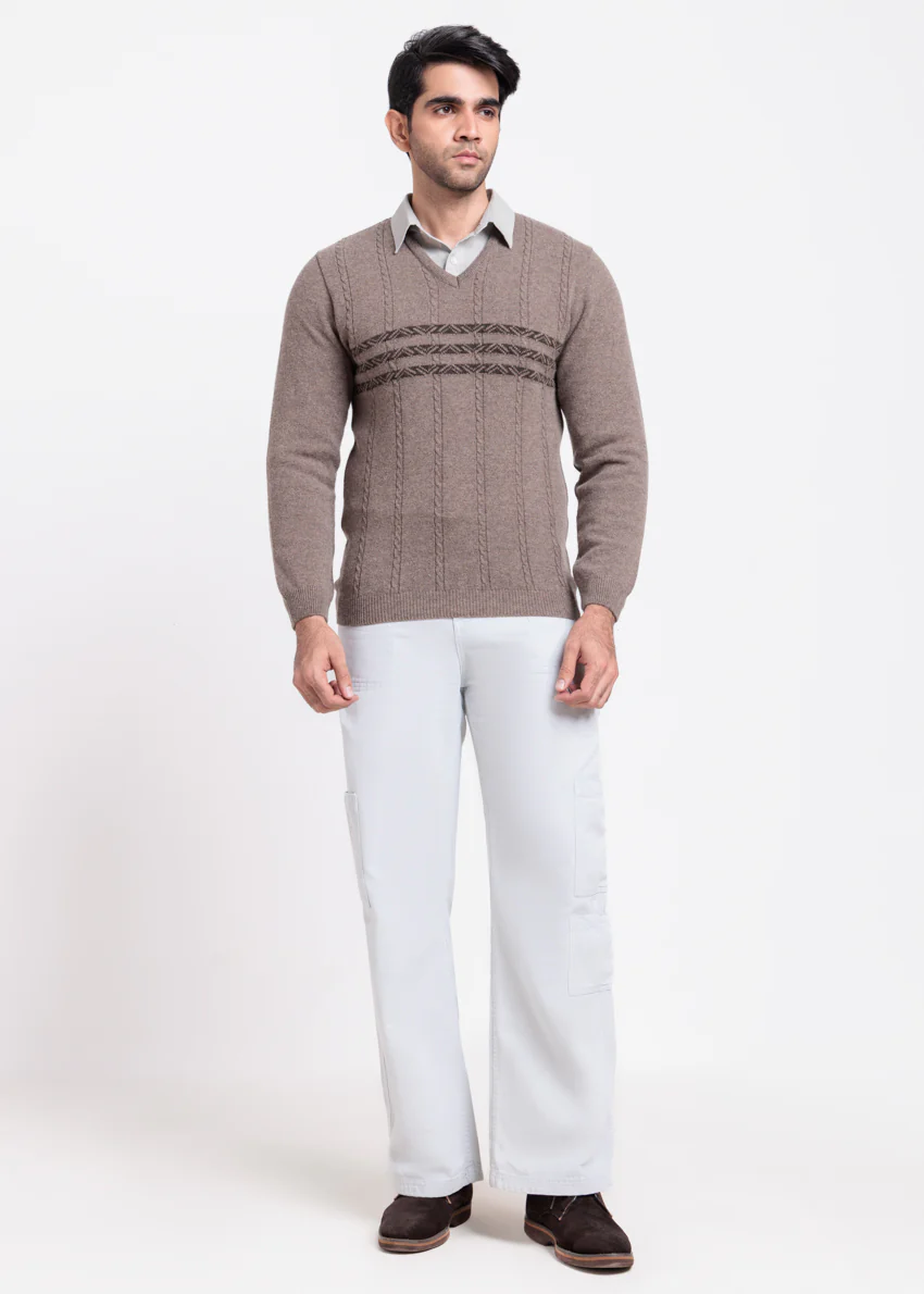 Wd-Smoke-V-Neck Full Sleeves Sweater (515-14) - Image 4
