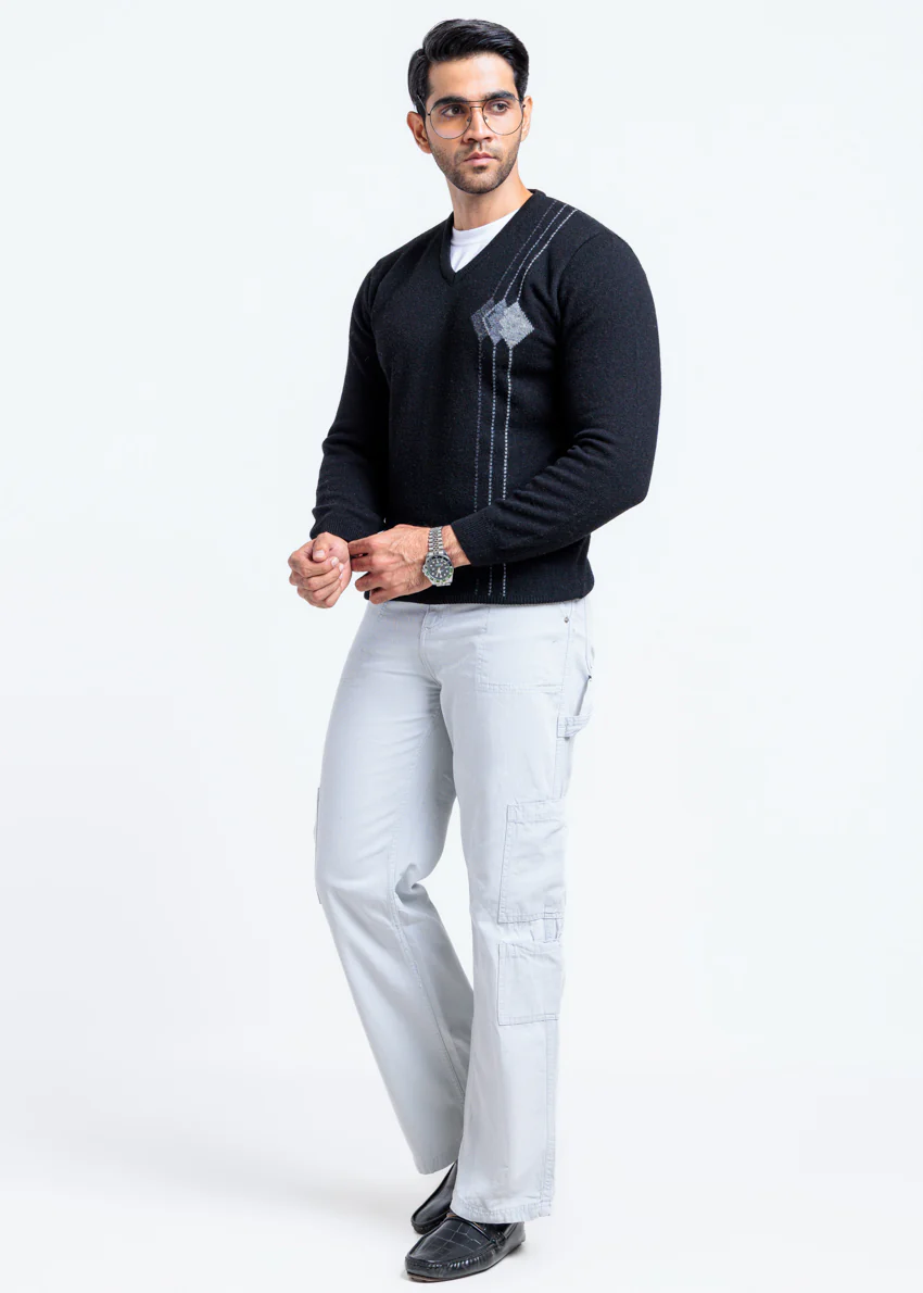 J-Black-V-Neck Full Sleeves Sweater (516-14) - Image 4