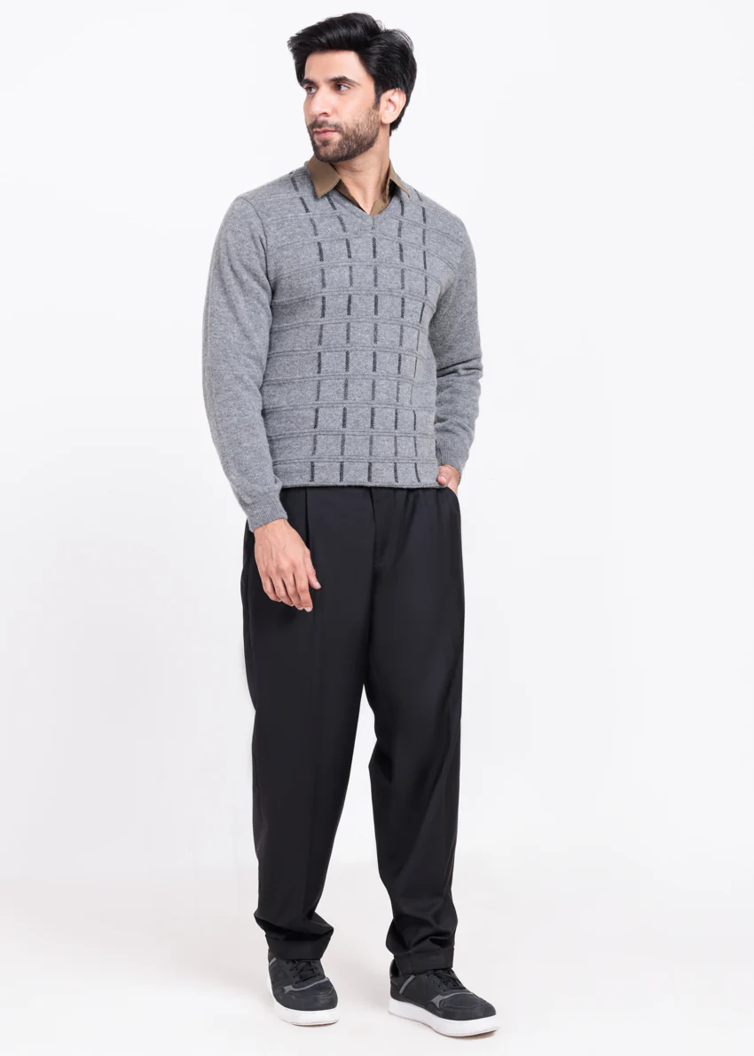 St-Grey-V-Neck Full Sleeves Sweater (517-14) - Image 4