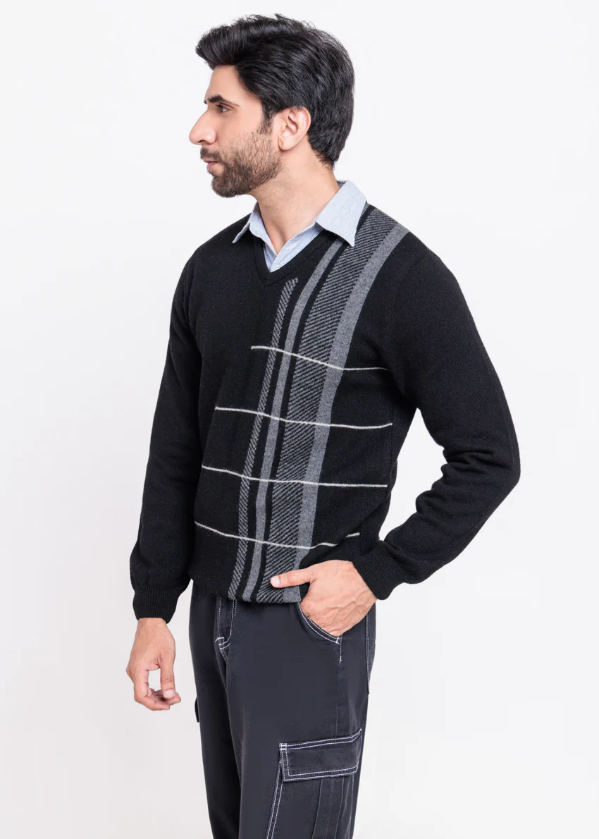 J-Black-V-Neck Full Sleeves Sweater (518-14) - Image 3
