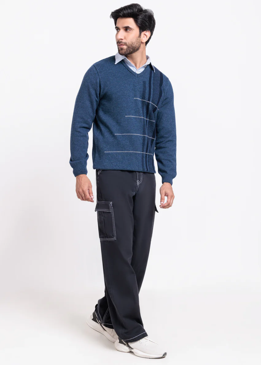N-D-Blue-V-Neck Full Sleeves Sweater (518-14) - Image 4