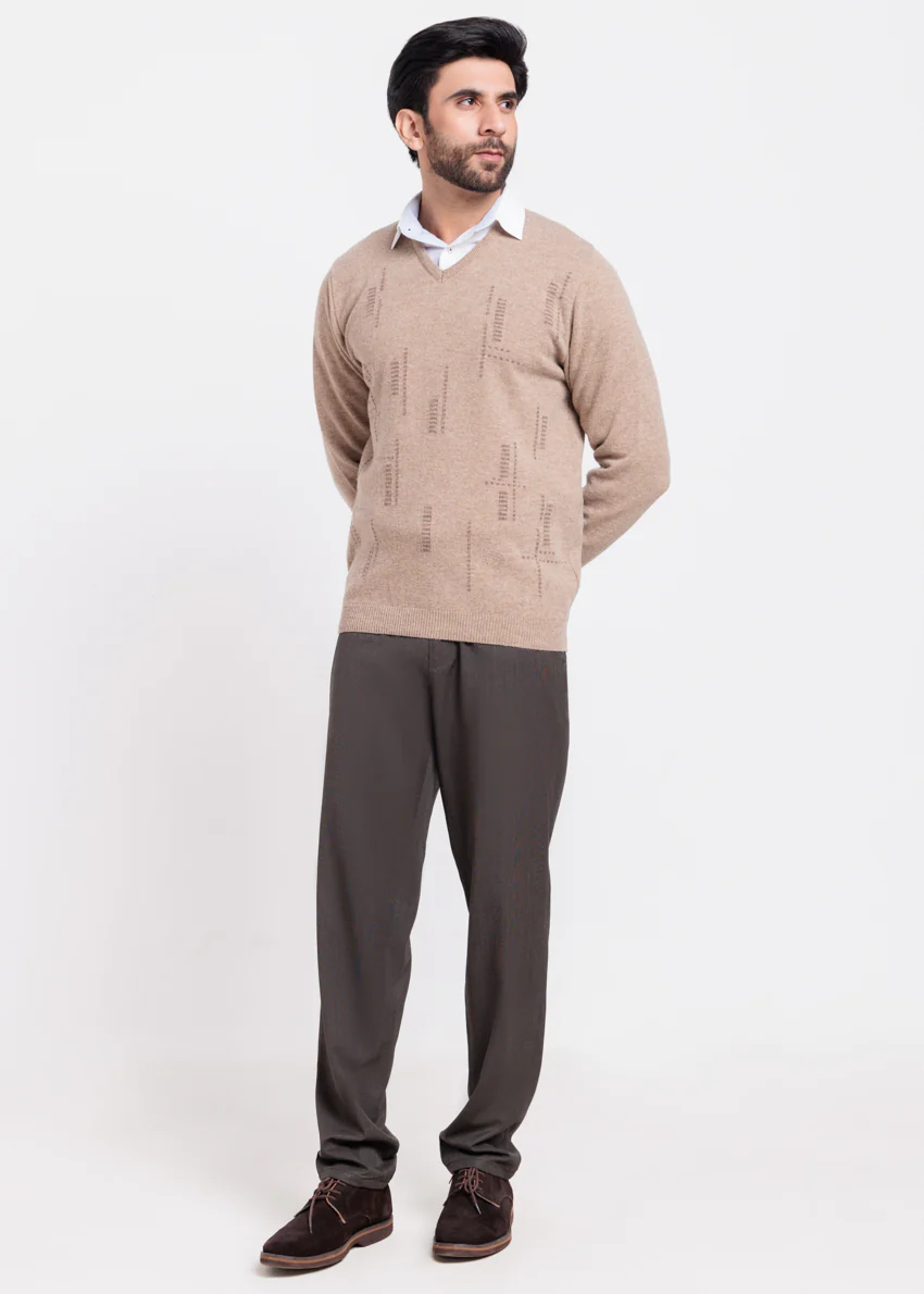 Mashroom-V-Neck Full Sleeves Sweater (519-14) - Image 4