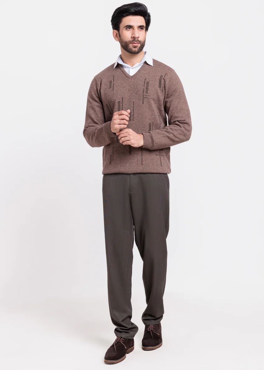 N-Sand-V-Neck Full Sleeves Sweater (519-14) - Image 4