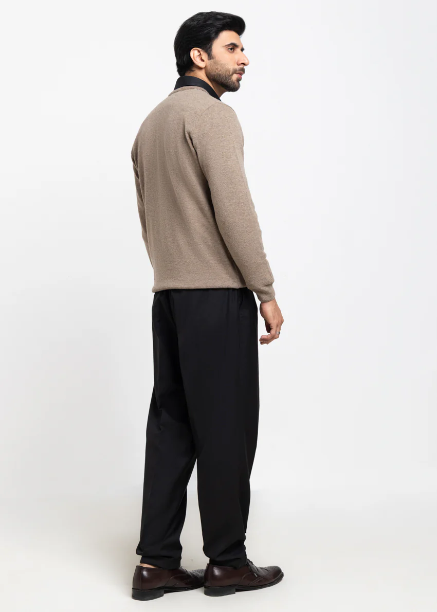 Ng-Beige-V-Neck Full Sleeves Sweater (520-14) - Image 2