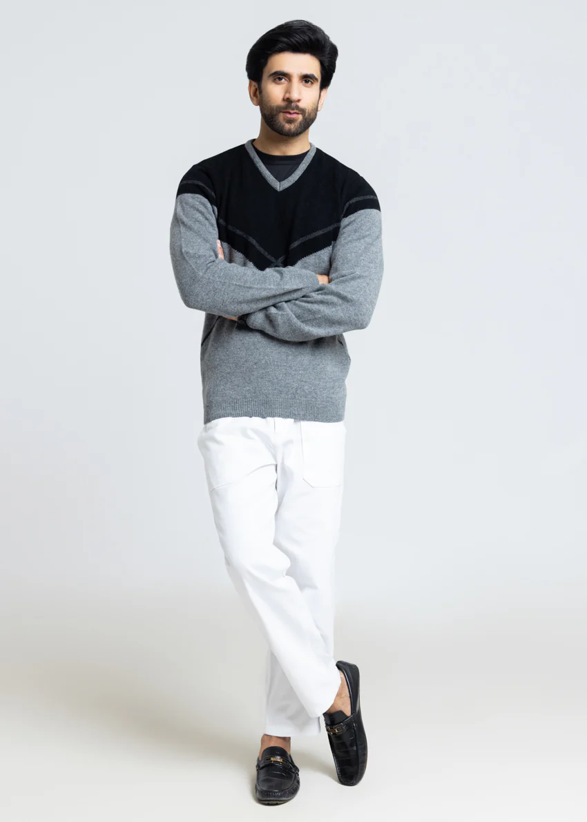 St-Grey-V-Neck Full Sleeves Sweater (521-14) - Image 3